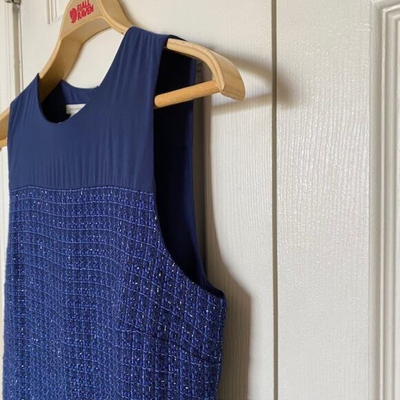 Boston Proper Dress Sleeveless Tweed & Striped Lined Classic Women's Size 8 NWOT - Picture 4 of 11